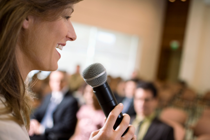 speaker and audience in business event